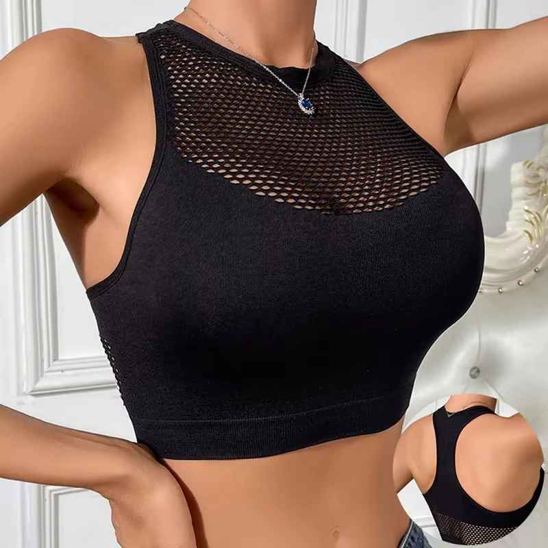 Crop Top Femme avec Détails en Tulle – Sport & Élégance Réunis