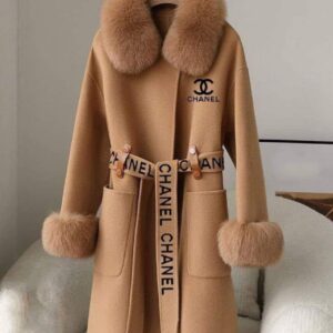 Manteau femme élégant en laine avec col en fausse fourrure – style classique et raffiné